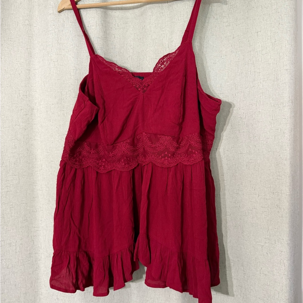 Torrid Red Ruffled Gauzy Camisole Top